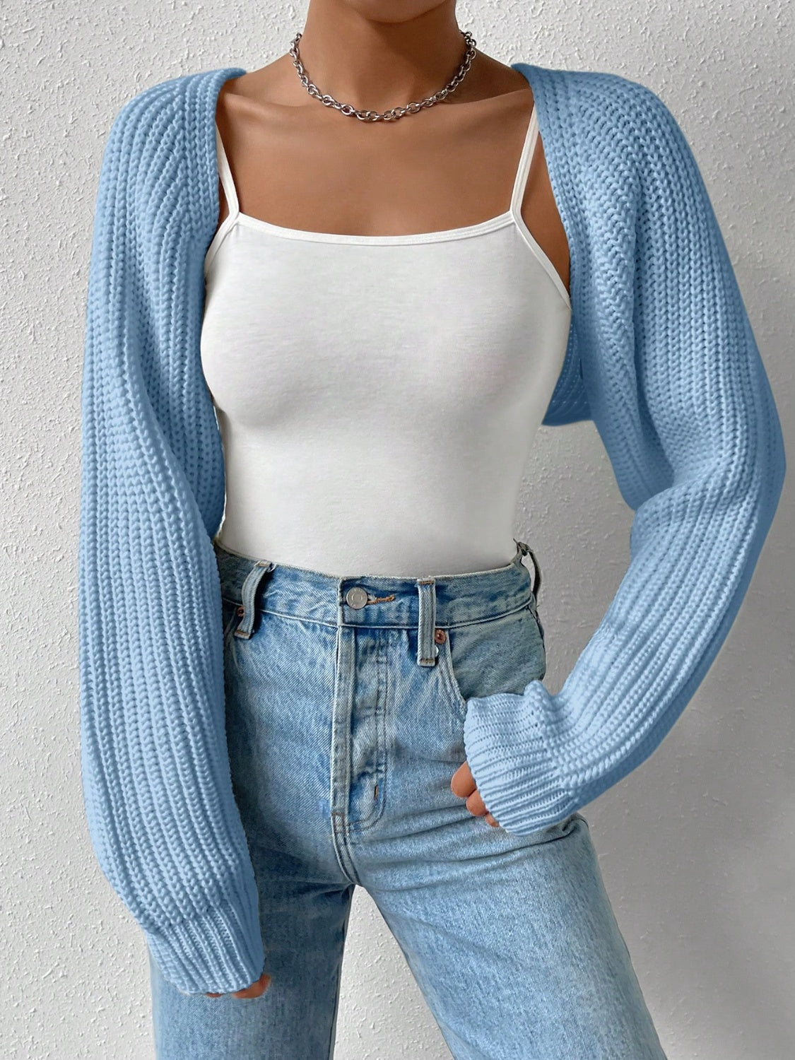 Honey Open Front Long Sleeve Cropped Cardigan